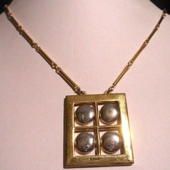 VTG Mixed Metal Signed Artistry Geometric Necklace - Picture 4 of 5